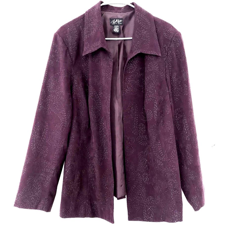 Russell Kemp Open Front Blazer Jacket Womens Size 16 Vegan Suede